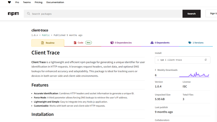 Client Trace - NPM